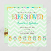 Baby-Eule paart - Geschlecht decken Einladung (Vorne/Hinten)