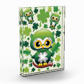 Baby-Eule süße St. Patrick Cartoon Fotoblock (Links)