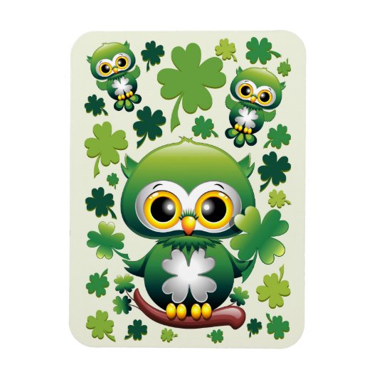 Baby-Eule süße St. Patrick Cartoon Magnet (Vertikal)