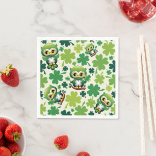 Baby-Eule Süße St. Patrick Cartoon Serviette