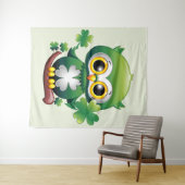 Baby-Eule süße St. Patrick Cartoon Wandteppich (Beispiel (Horizontal))