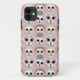 Baby-Eulen auf rosa Muster iPhone 11 Hülle