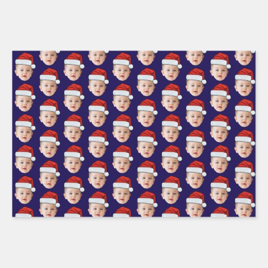 Baby Face Funny Custom Foto Weihnachtsmannmütze We Geschenkpapier Set (Vorderseite 3)