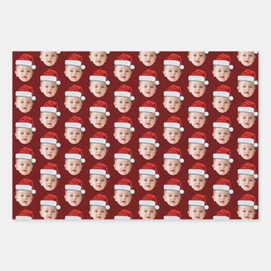 Baby Face Funny Custom Foto Weihnachtsmannmütze We Geschenkpapier Set (Vorderseite)