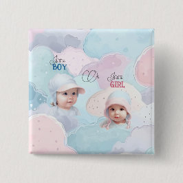 Baby Faces Gender Reveal Button