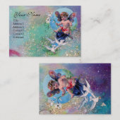 BABY FAIRE MIT HUNDEN IN GLITZERN-Pearl Visitenkarte (Vorne/Hinten)