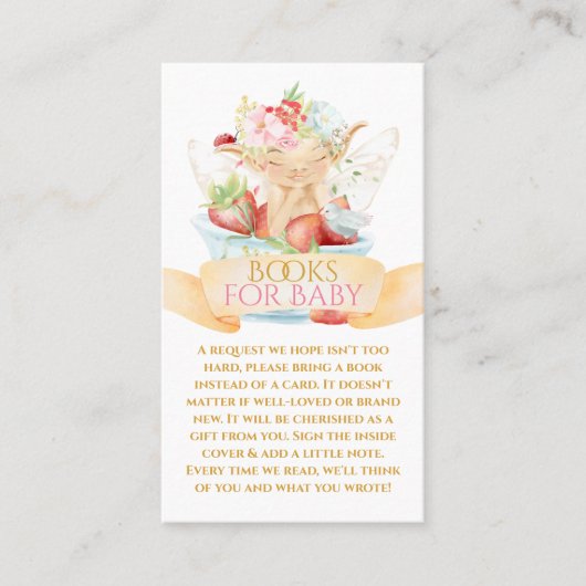 Baby Fairy and Strawberry Books for Baby Card Visitenkarte (Vorderseite)