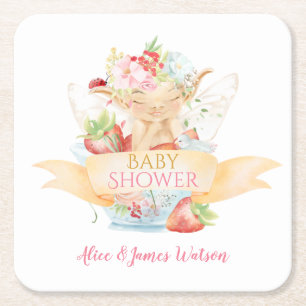 Baby Fairy Delicate Girly Babydusche Rechteckiger Pappuntersetzer
