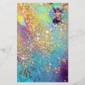 BABY FAIRY MIT HUNDEN IN GLITZERN, blaugrünes Gold Briefpapier (Vorderseite)