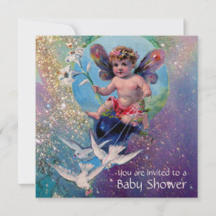 BABY FAIRY MIT HUNDEN IN GLITZERN Pearl Shimmer Einladung