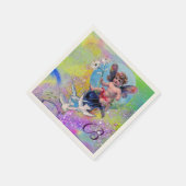 BABY FAIRY MIT HUNDEN IN LILA GRÜNEN GLITZERN SERVIETTE (Ecke)