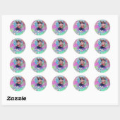 BABY FAIRY WITH DOVES IN GLITZERN Blue Pink violet Runder Aufkleber (Blatt)
