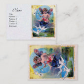 BABY FAIRY WITH DOVES, white pearpaper Visitenkarte (Vorne/Hinten)