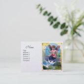 BABY FAIRY WITH DOVES, white pearpaper Visitenkarte (Stehend Vorderseite)