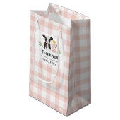 Baby Farm Animals Pink Gingham Kleine Geschenktüte (Vorderseite Schrägansicht)