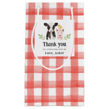 Baby Farm Animals Red Gingham