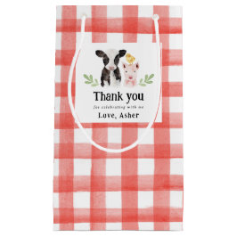 Baby Farm Animals Red Gingham Kleine Geschenktüte