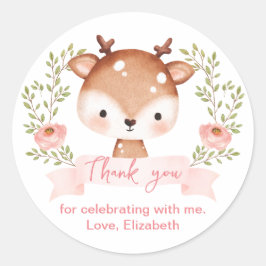 Baby Fawn Geburtstagsparty I Baby Dusche Danke Runder Aufkleber