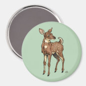 Baby Fawn mit Minzhintergrund Magnet (Vorderseite/Rückseite)