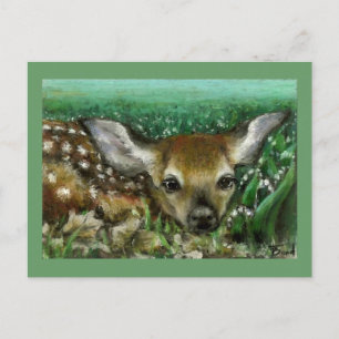 Baby Fawn und Lilien des Tals Postkarte