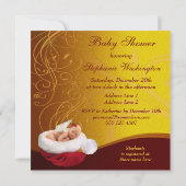 Baby Fee in Weihnachtsmannmütze Weihnachtsdusche Einladung (Rückseite)