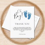 Baby Feet Baby Dusche Vielen Dank Postkarte<br><div class="desc">Die Babydusche dieses niedlichen Jungen ist mit dem Text "Oh Boy!" in der stylischen Schrift Typografie mit blauen Glitzer Babyfüßen ausgestattet. Einfach anpassbar.</div>
