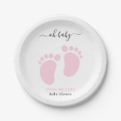 Baby Feet Baby Shower Party, Girl Pink Baby Shower Pappteller (Vorderseite)