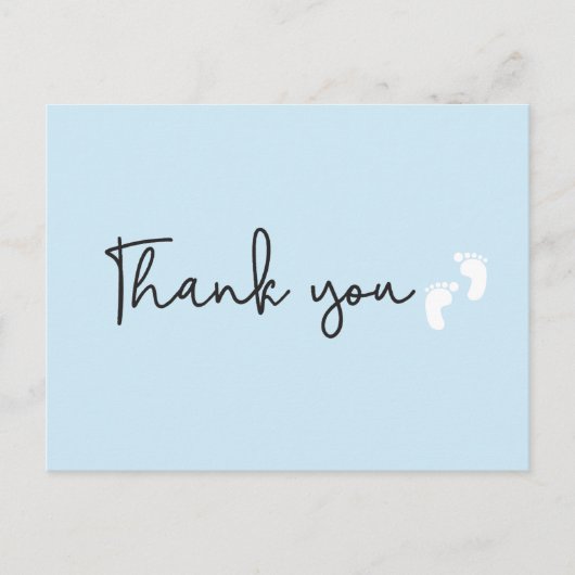 Baby Feet blau minimale moderne Babydusche Postkarte (Vorderseite)