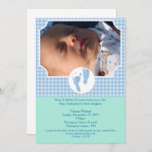 Baby Feet Blue Baptism Dedication 12x18 Einladung (Vorne/Hinten)