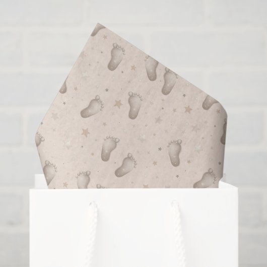Baby Feet Decoupage Dusche Beige Seidenpapier (Geschenktüte)