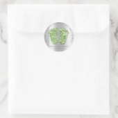 Baby Feet Dusche Gefallen Dank Glitzer Mint Silver Runder Aufkleber (Tasche)