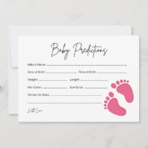 Baby Feet Girl Baby Predication & Wish Card