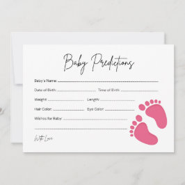 Baby Feet Girl Baby Predication & Wish Card Hinweiskarte