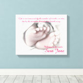 Baby Feet künstlerische Skizze "Welcome Baby" Lein Leinwanddruck (Insitu (Holzboden))