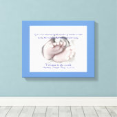 Baby Feet künstlerische Skizze "Welcome Baby" Lein Leinwanddruck (Insitu (Holzboden))