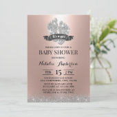 Baby Feet Moderne Rose Gold Girl Babydusche Einladung (Stehend Vorderseite)