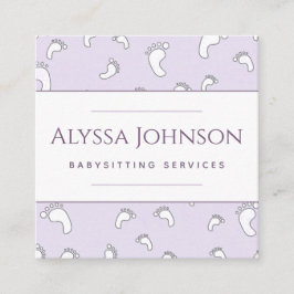 Baby Feet Muster Babysitter Kindermädchen Kindermä Quadratische Visitenkarte