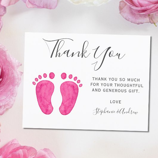 Baby Feet Pink Baby Dusche Danke Postkarte