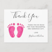 Baby Feet Pink Baby Dusche Danke Postkarte (Vorderseite)