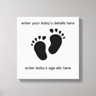 baby feet print with heart toes wall art canvas leinwanddruck