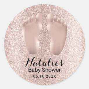 Baby Feet Rose Gold Baby Dusche Gefallen Vielen Da Runder Aufkleber