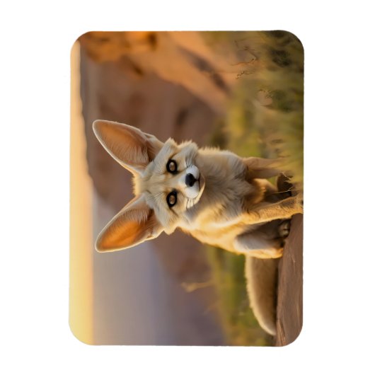 Baby Fennec Fuchs auf Klippe Magnet (Vertikal)