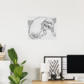 "Baby" Ferret Zeichnend Poster (Heimbüro)