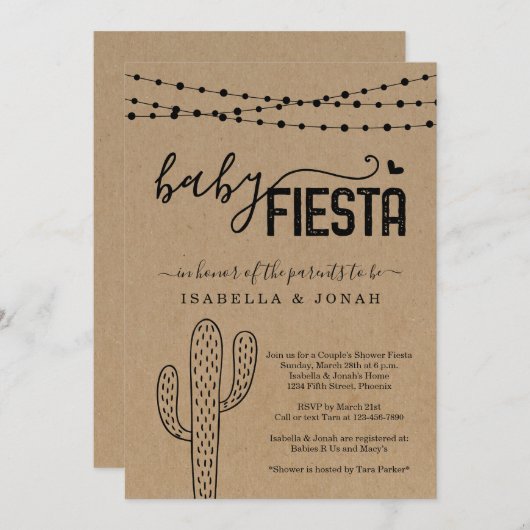 Baby Fiesta Couple's Neutral Baby Dusche Einladung (Vorne/Hinten)