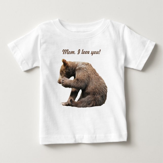 Baby Fine Jersey T - Shirt mit Grizzlybär cub (Vorderseite)