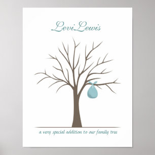 Baby Fingerprint Tree - Blue Poster