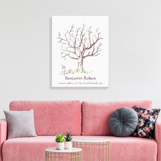 Baby Fingerprint Tree (Bunnies) Canvas Print Leinwanddruck (Insitu (Wohnzimmer))