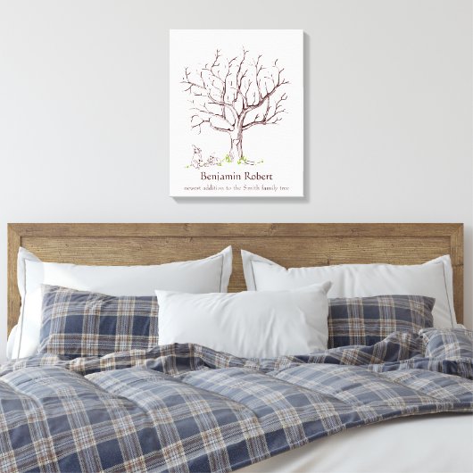 Baby Fingerprint Tree (Bunnies) Canvas Print Leinwanddruck (Insitu (Schlafzimmer))