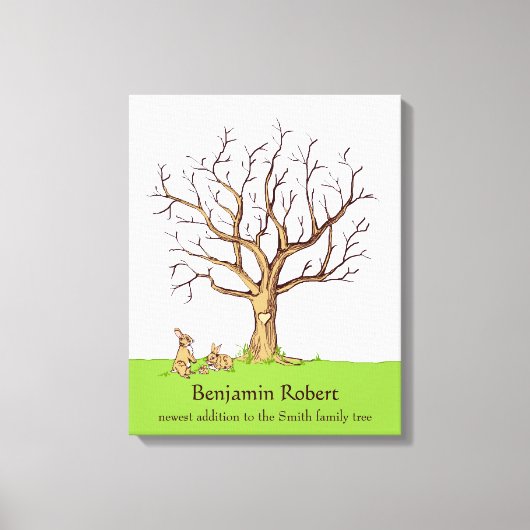 Baby Fingerprint Tree (Colour Bunnies) Canvas Prin Leinwanddruck (Vorderseite)