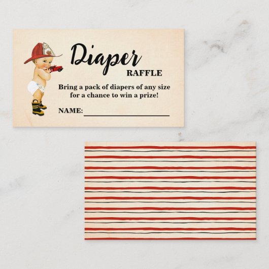 Baby Firefighter Diaper Raffle Ticket Baby Dusche (Vorne/Hinten)